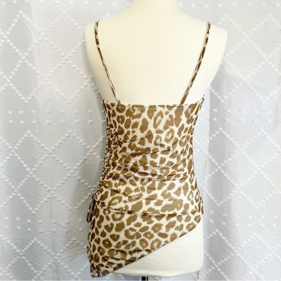 🐣 298. Rue21 Leopard Print Asymmetrical Spaghetti Strap Top Size Small - Picture 7 of 8